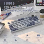 ATTACK SHARK K86 RGB TKL Wireless Mechanical with screen Lavender blue - Image 2