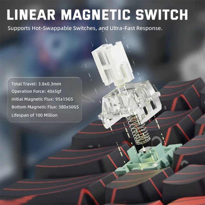 ATTACK SHARK X68 PRO HE Wireless Rapid Magnetic Red and black contour ...