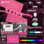 ATTACK SHARK R82 HE Rapid Trigger Keyboard Magnetic Switch Berryred contour line - Image 8