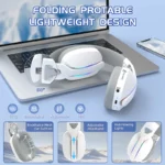 ATTACK SHARK L90 Foldable RGB Ultra-Light Tri-Mode Gaming Headset White - Image 5