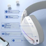 ATTACK SHARK L90 Foldable RGB Ultra-Light Tri-Mode Gaming Headset White - Image 7